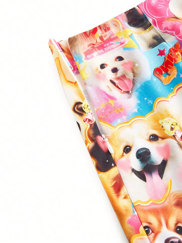 Kidcore Dopamine Cartoon Graphic Dog Print Mini Skirt