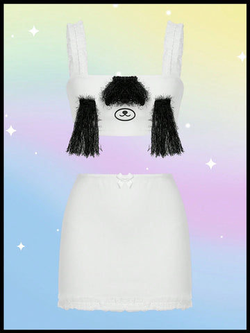 Kidcore Dopamine Cute Dog Two-Piece Outfit
