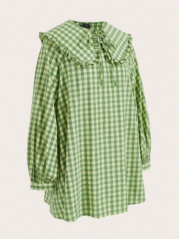 Dopamine Plaid Doll Style Ladies Dress