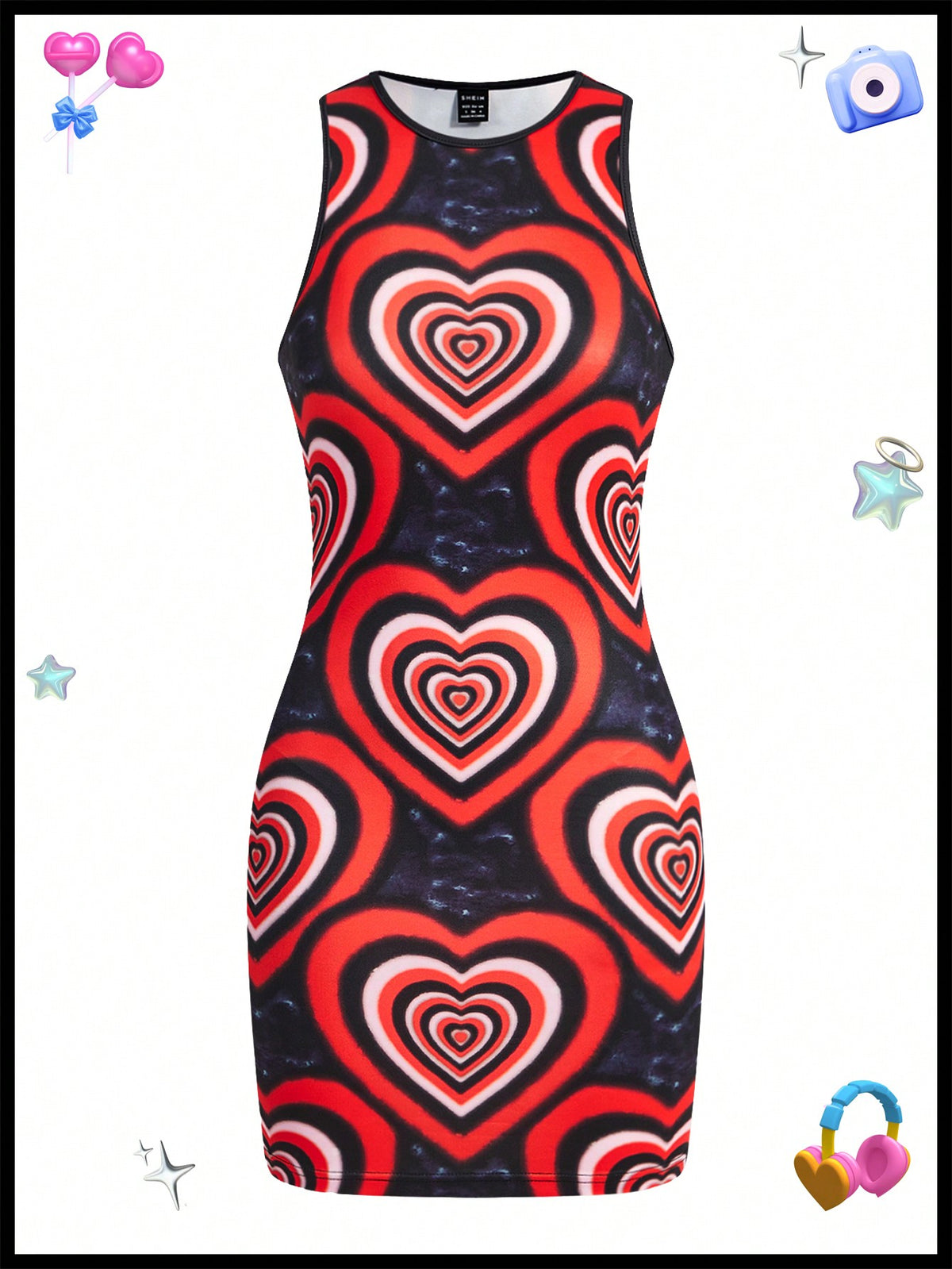 Kidcore Valentine Love Print Tank Dress