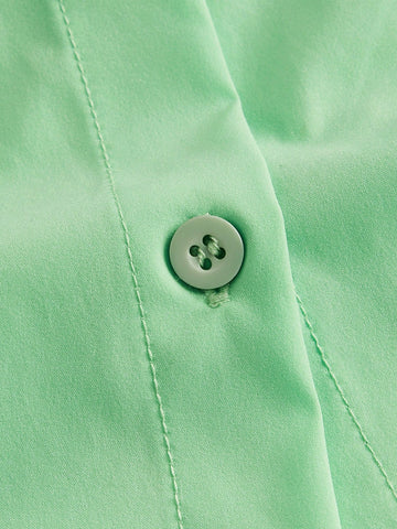 Letter Embroidery Button Front Shirt With Tie