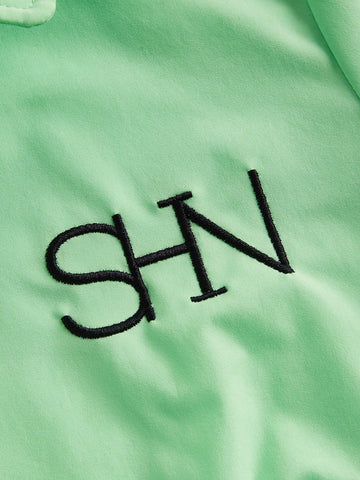 Letter Embroidery Button Front Shirt With Tie