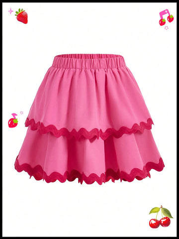Quirky Fun Dopamine Pink Ruffle Valentines Clothes Pink Summer Skirt