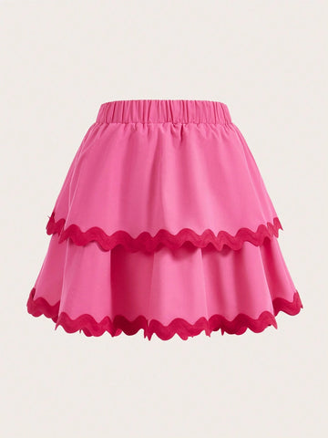Quirky Fun Dopamine Pink Ruffle Valentines Clothes Pink Summer Skirt