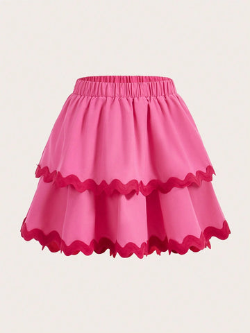 Quirky Fun Dopamine Pink Ruffle Valentines Clothes Pink Summer Skirt
