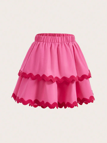 Quirky Fun Dopamine Pink Ruffle Valentines Clothes Pink Summer Skirt