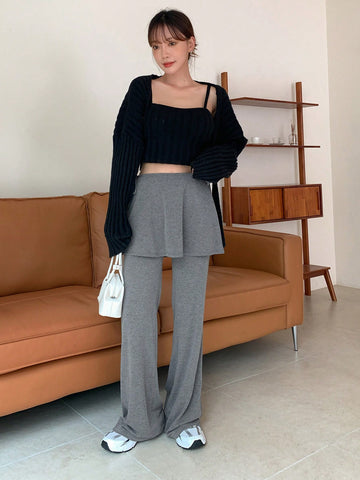 Solid 2 In 1 Tie Side Pants