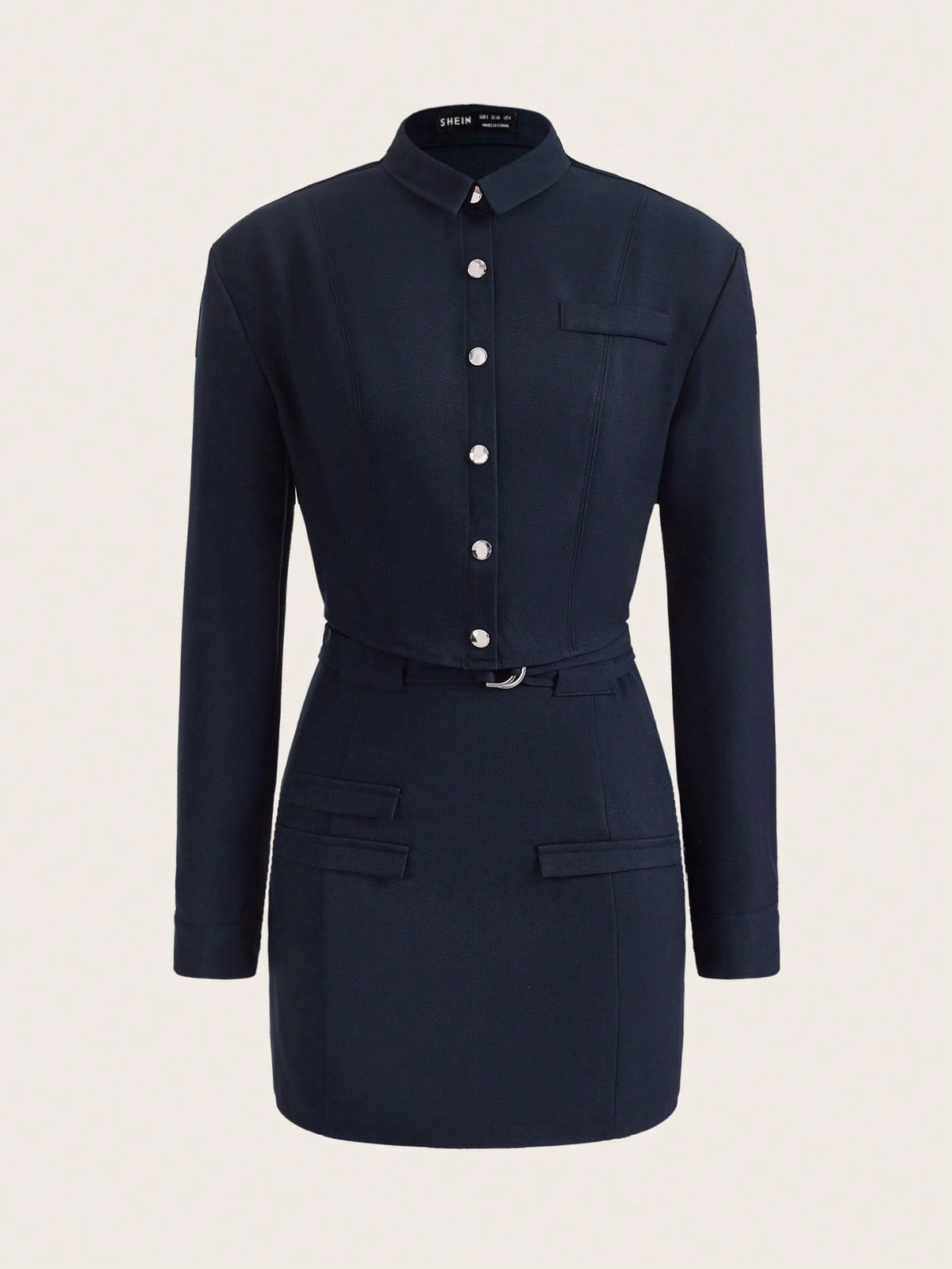 Solid Button Front Shirt & Skirt