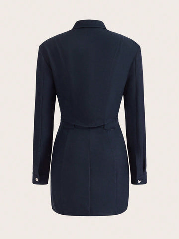 Solid Button Front Shirt & Skirt