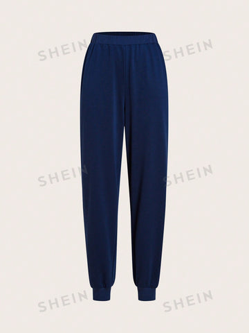 Solid Elastic Waist Sweatpants