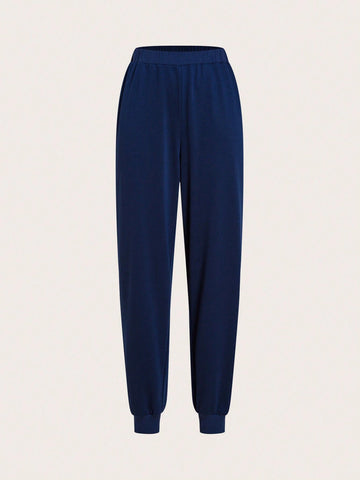 Solid Elastic Waist Sweatpants