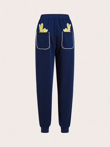 Solid Elastic Waist Sweatpants