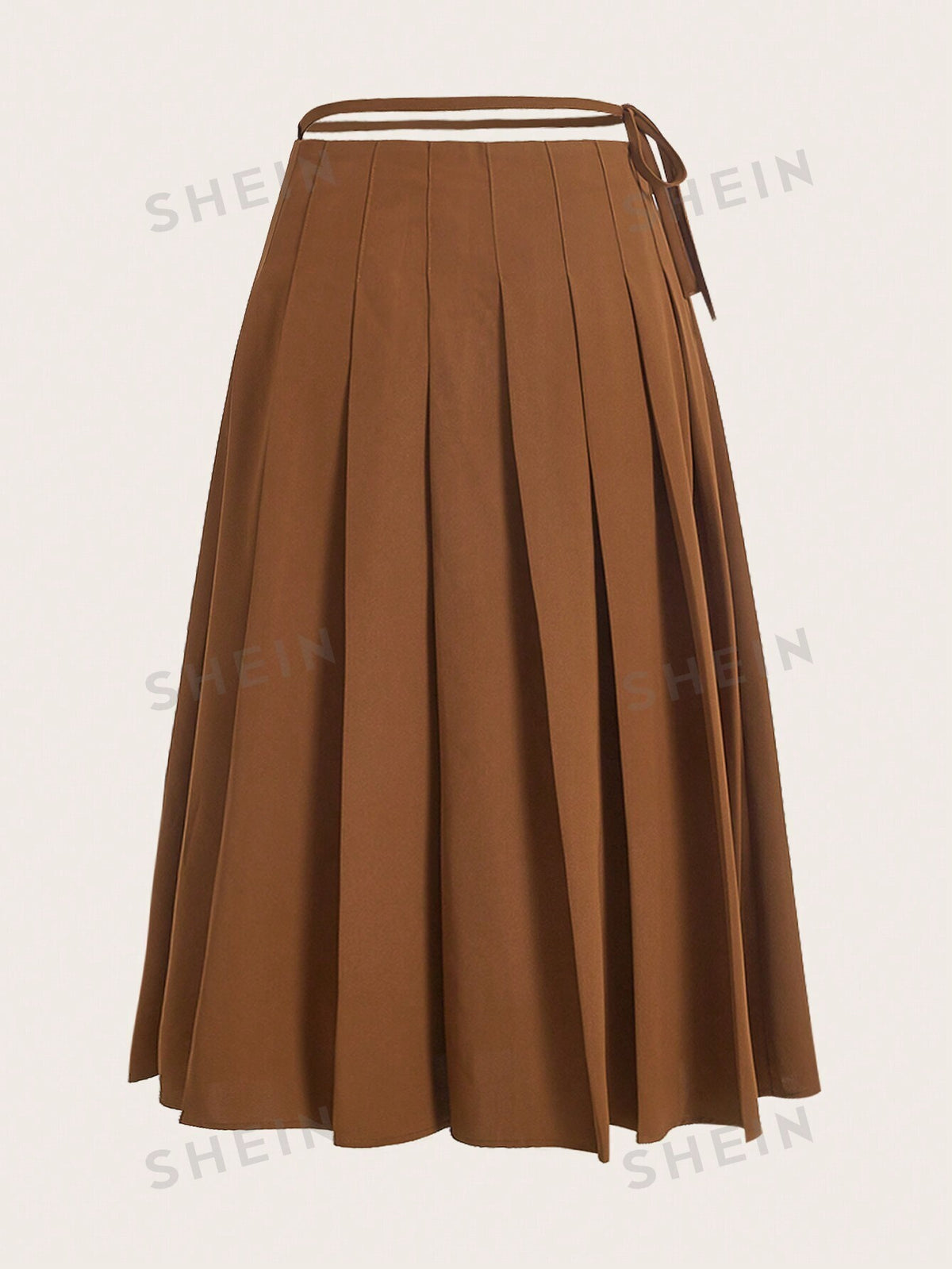 Solid Pleated Knot Side Skirt
