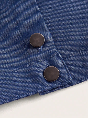 Square Neck Button Front Crop Blouse