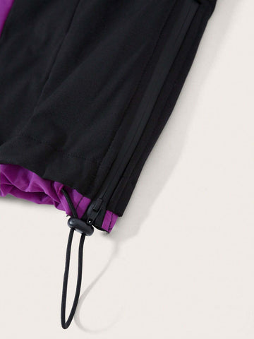 Two Tone Buckle Belted Pants