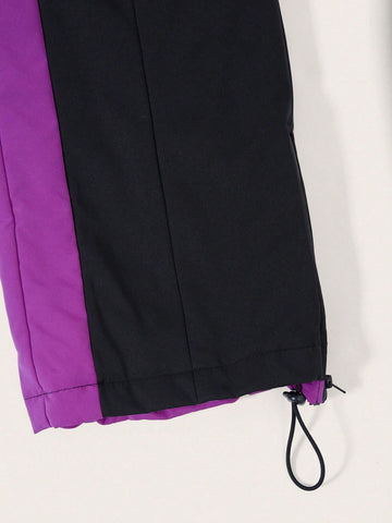 Two Tone Buckle Belted Pants