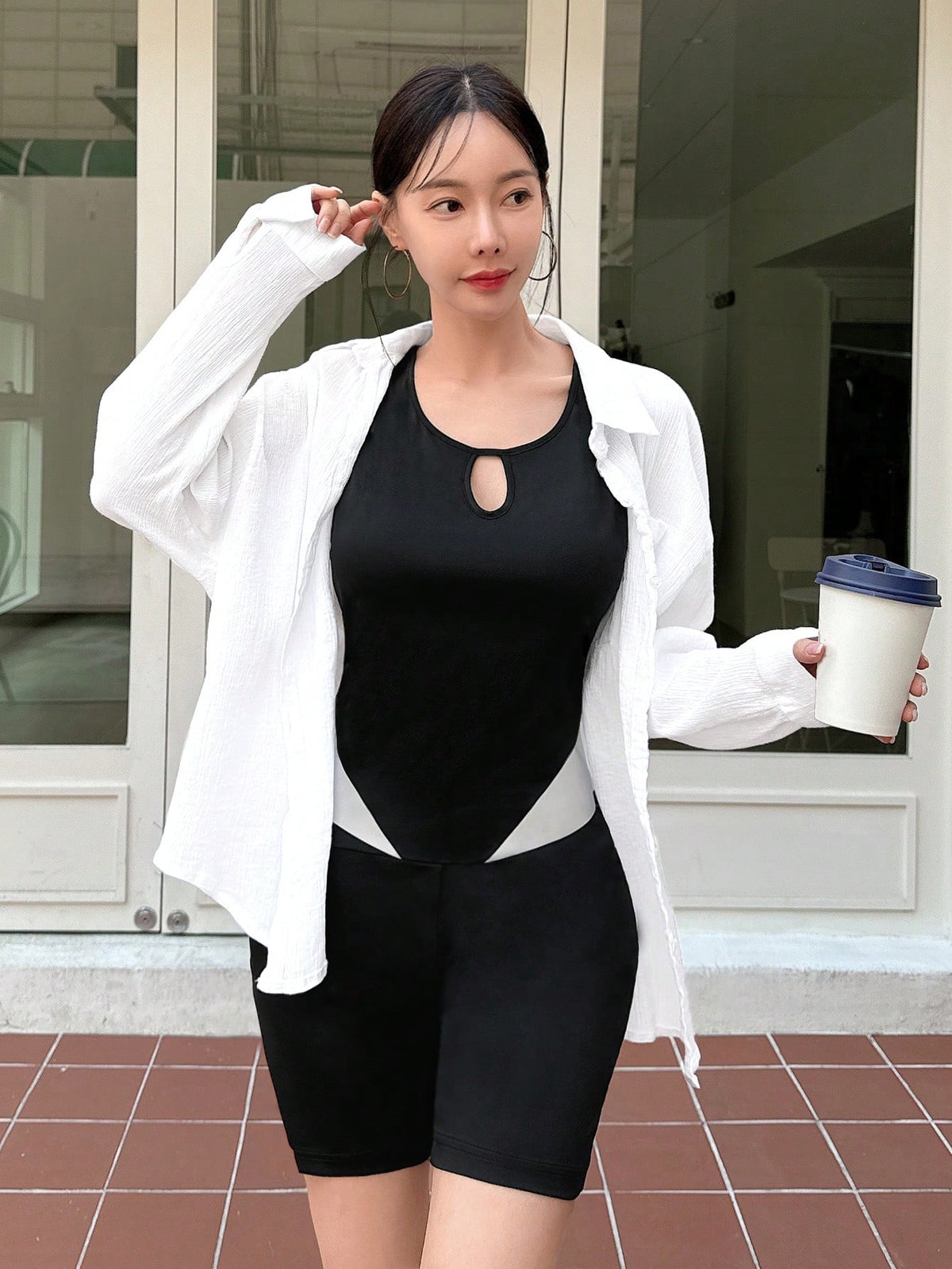 Women'S Two Tone Hollow Out Bodycon Jumpsuit