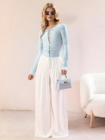 Women Solid Button Front Bodysuit