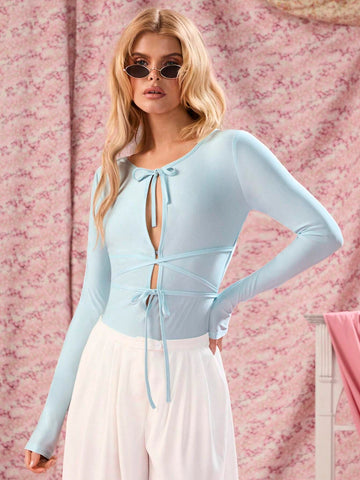 Women Solid Button Front Bodysuit