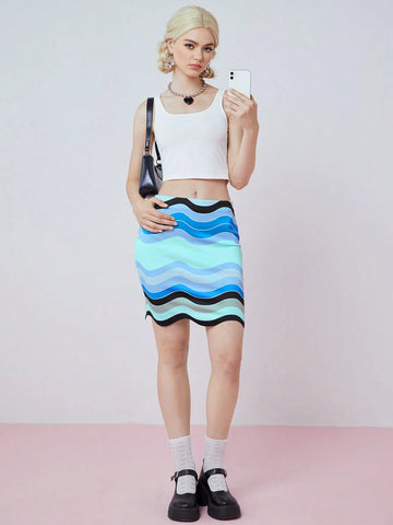 Women's Color Block Striped & Printed Casual Summer Skirt