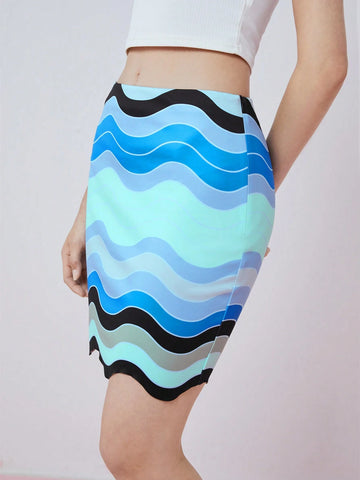 Women's Color Block Striped & Printed Casual Summer Skirt