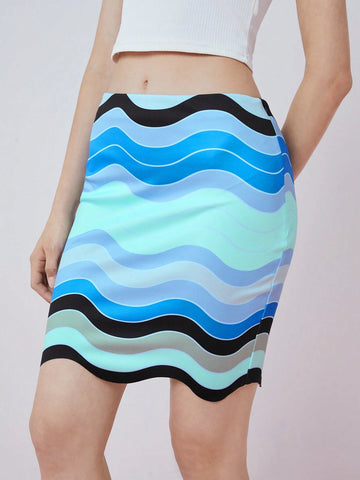 Women's Color Block Striped & Printed Casual Summer Skirt
