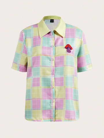 Women's Plaid Printed Simple Daily Short Sleeve Shirt