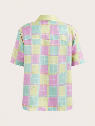 Women's Plaid Printed Simple Daily Short Sleeve Shirt