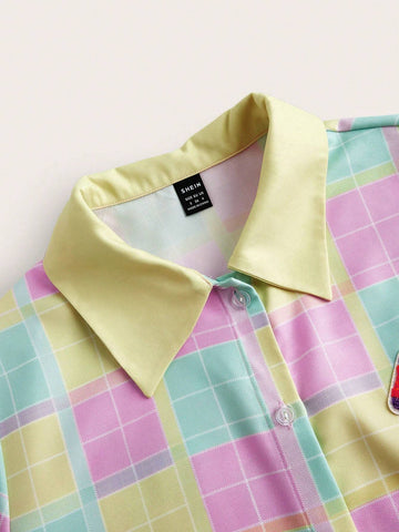 Women's Plaid Printed Simple Daily Short Sleeve Shirt