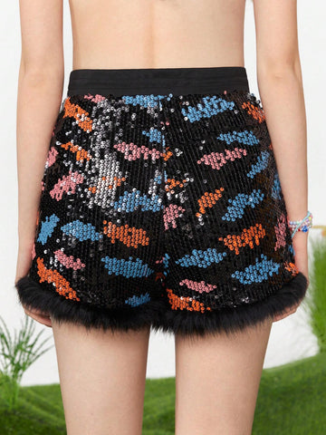 Neu Women's Sequin Frayed Hem Shorts