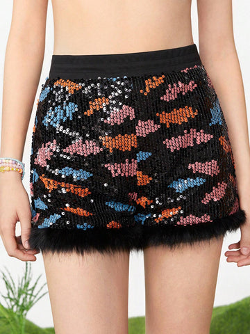 Neu Women's Sequin Frayed Hem Shorts