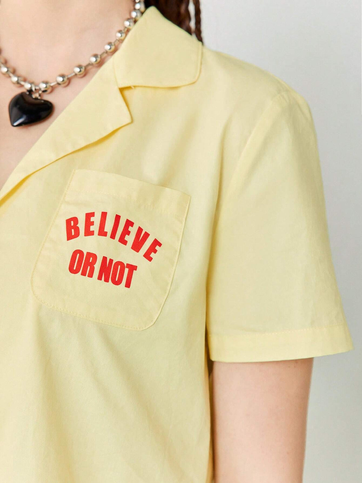 Women's Short Light Yellow Short Sleeve Summer Shirt