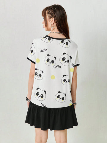 Women's Summer Cartoon Print Casual T-Shirt Short Loose Short Sleeve Dress