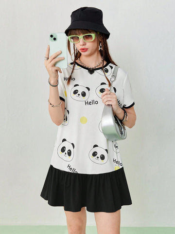 Women's Summer Cartoon Print Casual T-Shirt Short Loose Short Sleeve Dress