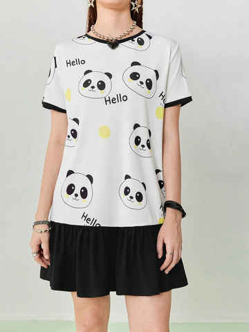 Women's Summer Cartoon Print Casual T-Shirt Short Loose Short Sleeve Dress