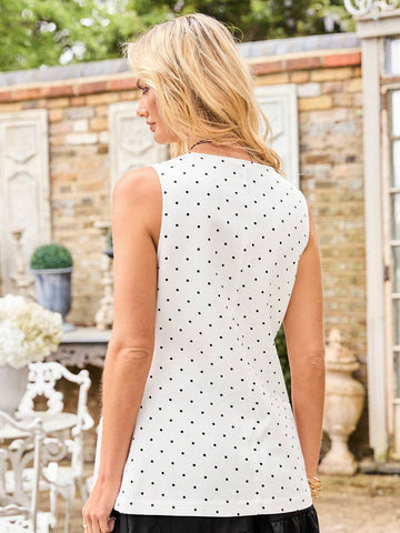 Women's Summer Polka Dot Print Single-Breasted Casual Sleeveless Shirt