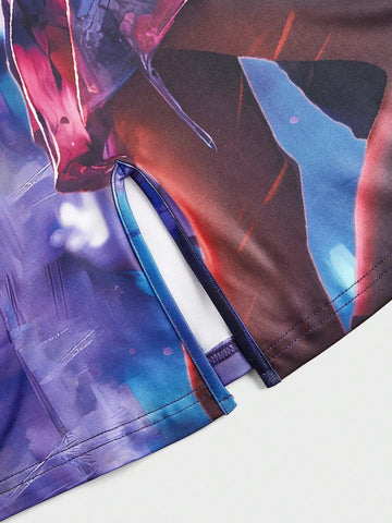 Women's Summer Y2K Future Technology Anime Character Print Suspender Dress