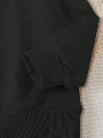 1pc Young Girl Cute Butterfly Graphic Distressed Fleece Sweatshirt With Bow, Suitable For Daily, Party, Autumn/Winter