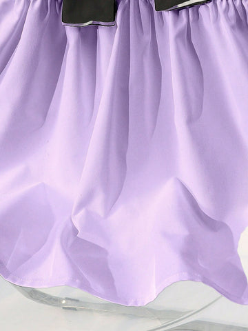 1pc Young Girls Casual Simple 2 In 1 Striped Waisted Dress, Suitable For Sunny Sweet Girls, Can Match With Mother-Daughter Sets, Autumn