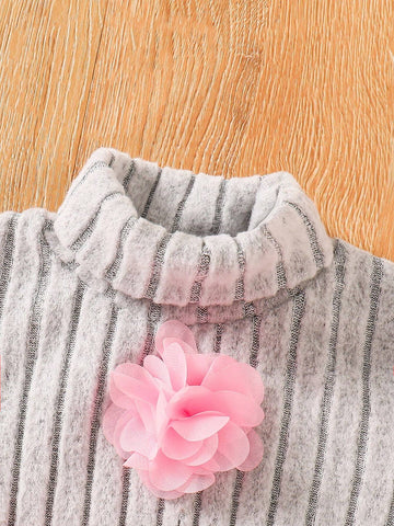 2pcs/Set Girls' Casual Solid Color Ruffle Trim Long Sleeve Dress & Colorful Heart Print Ruffle Trim Dress, New Arrival Autumn