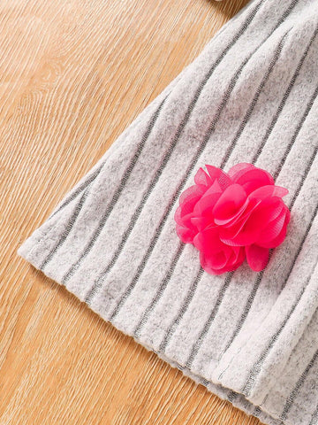 2pcs/Set Girls' Casual Solid Color Ruffle Trim Long Sleeve Dress & Colorful Heart Print Ruffle Trim Dress, New Arrival Autumn