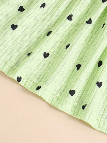 2pcs/Set Young Girl' Ditsy Floral Lapel Patch Design Color Block Camisole Dress & Matching Camisole Dress, Countryside Style