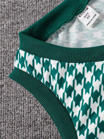 3pcs/Set Girls' Minimalist Long Sleeve Shirt, Diamond Plaid Vest And Pleated Skirt, School Style