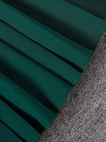 3pcs/Set Girls' Minimalist Long Sleeve Shirt, Diamond Plaid Vest And Pleated Skirt, School Style