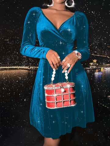 Fashionable Elegant Silver Sweetheart Collar Waist Cinching Dress