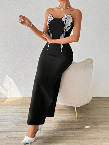 Sexy Sleeveless Sequin Patchwork Bodycon Mini Dress