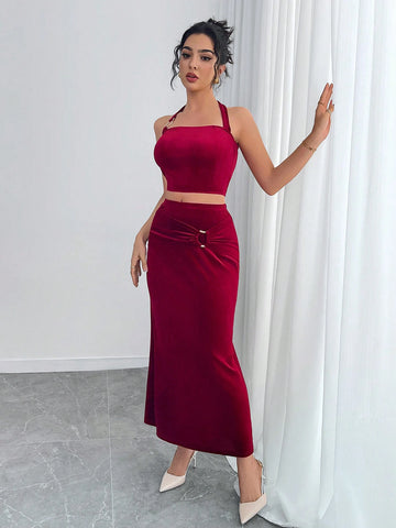 Allurite Women Plain Color Minimalist Casual Daily Wear A-Line Skirt