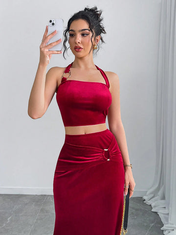 Allurite Women Plain Color Minimalist Casual Daily Wear A-Line Skirt