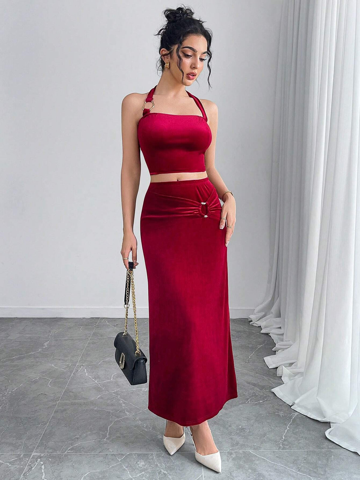 Allurite Women Plain Color Minimalist Casual Daily Wear A-Line Skirt