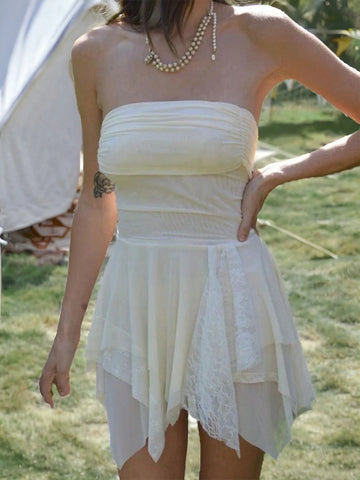 Apricot Romantic Short Tight-Fitting Backless Dress With Umbrella Hem For Women's Spring & Summer Date